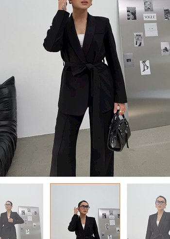 Kemerli Siyah Kadın İş Takımı - Görsel 3