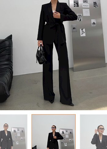 Kemerli Siyah Kadın İş Takımı - Görsel 2