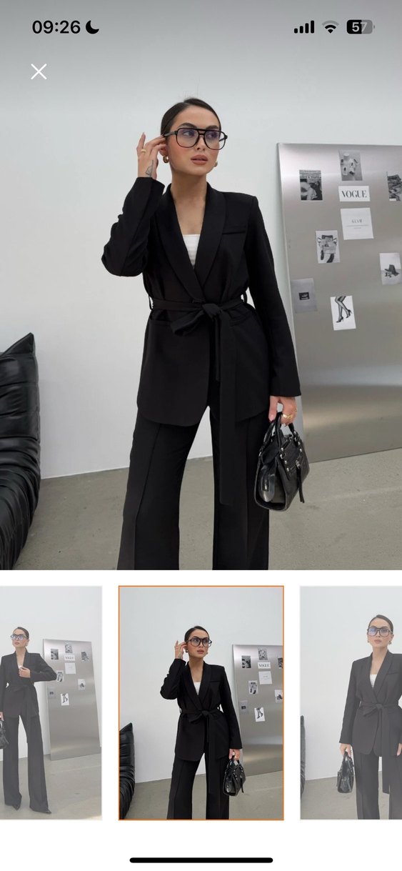 Kemerli Siyah Kadın İş Takımı - Görsel 3