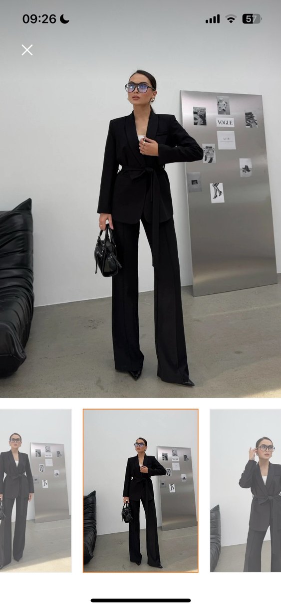 Kemerli Siyah Kadın İş Takımı - Görsel 2