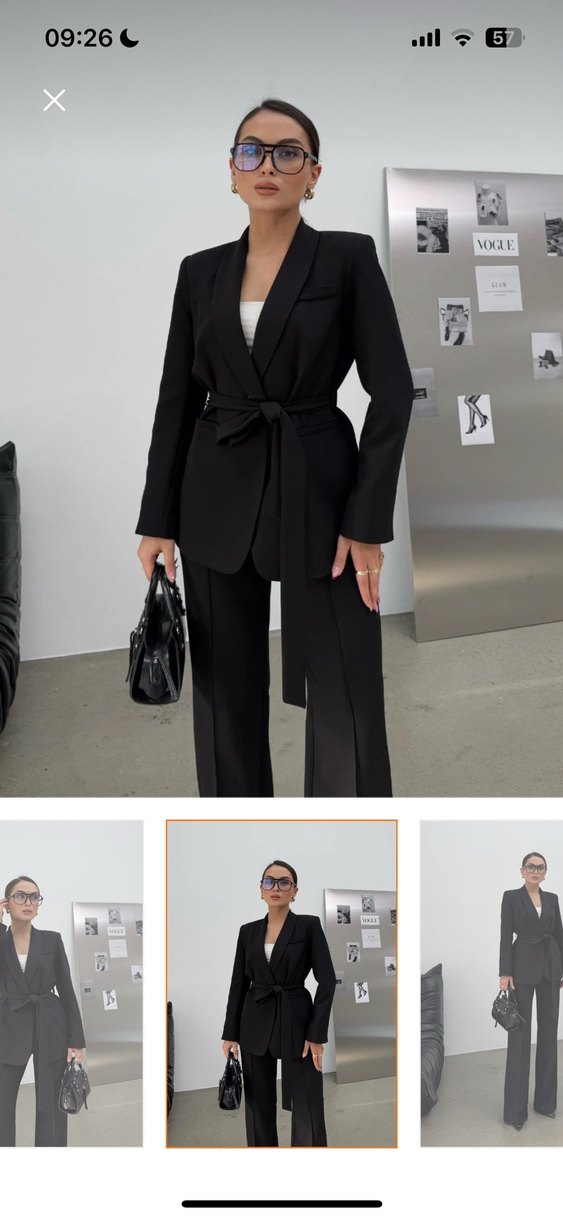 Kemerli Siyah Kadın İş Takımı - Görsel 4