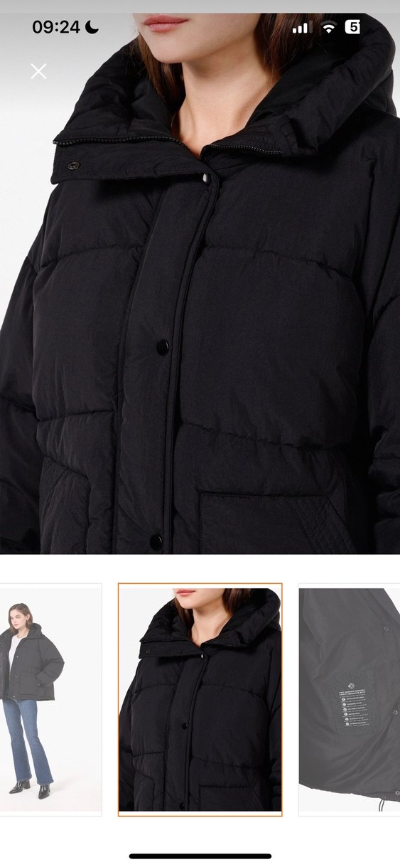 Siyah Kadın Midi Boy Düğmeli Kış Montu - Görsel 4