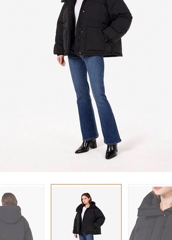 Siyah Düğmeli Midi Kadın Kışlık Mont - Görsel 3