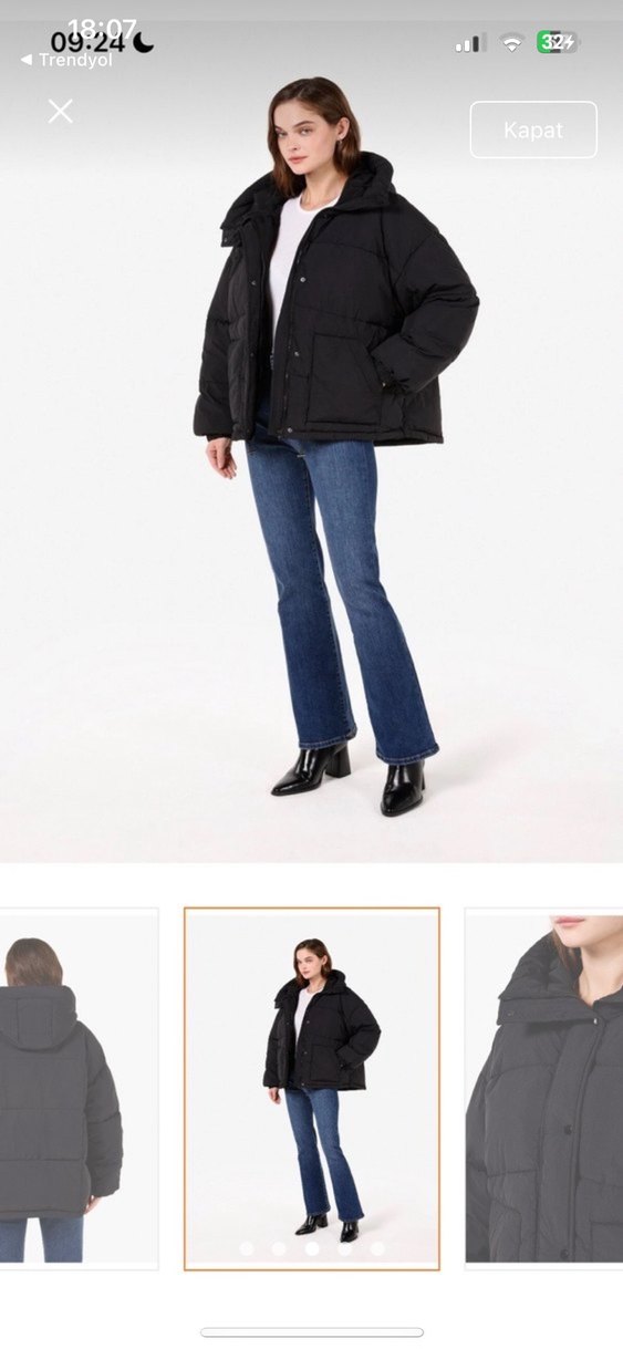 Siyah Düğmeli Midi Kadın Kışlık Mont - Görsel 3