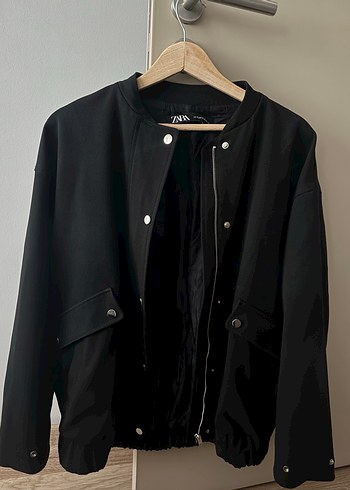 Zara Siyah Fermuarlı Salaş Kadın Ceket - Görsel 3