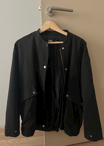 Zara Siyah Fermuarlı Salaş Kadın Ceket - Görsel 2