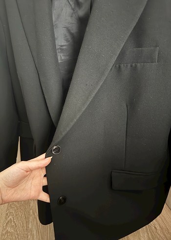 Kadın Siyah Keten Ofis Blazeri - Görsel 6