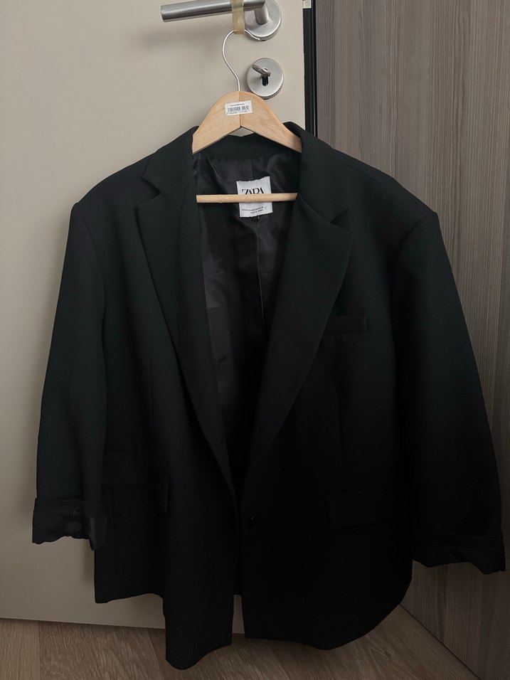 Kadın Siyah Keten Ofis Blazeri - Görsel 4