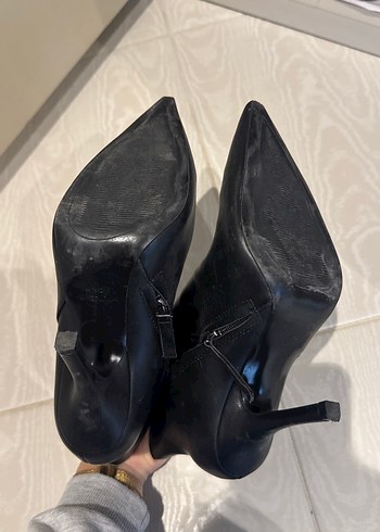 Siyah Deri Siyah Stiletto Topuklu Kadın Bot - Görsel 3