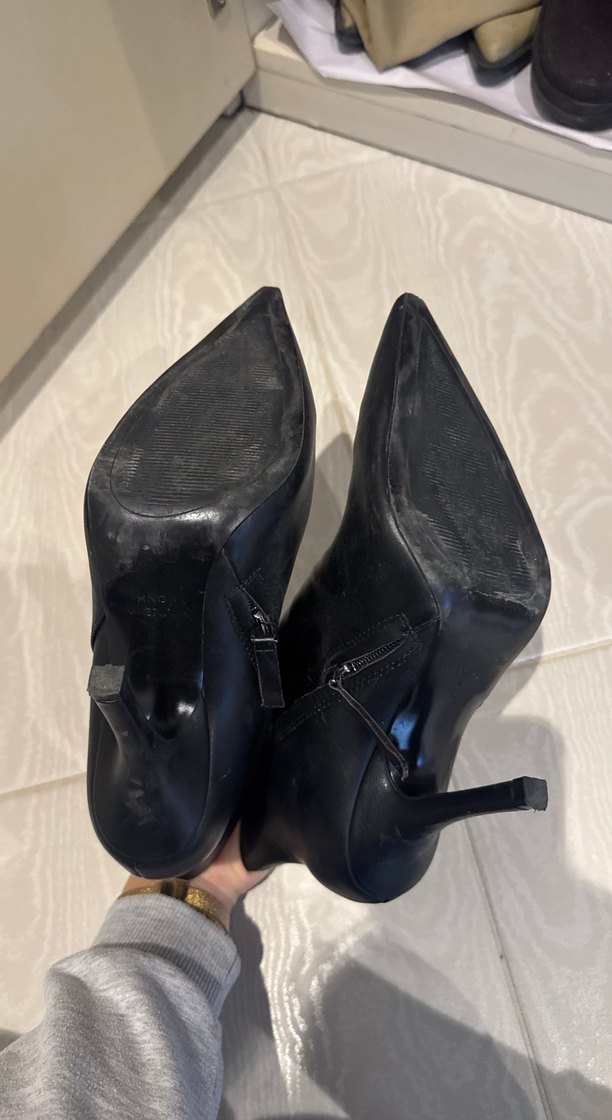 Siyah Deri Siyah Stiletto Topuklu Kadın Bot - Görsel 3