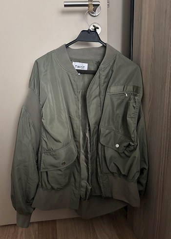 Kadın Haki Midi Boy Fermuarlı Ceket - Görsel 4