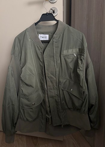 Kadın Haki Midi Boy Fermuarlı Ceket - Görsel 3