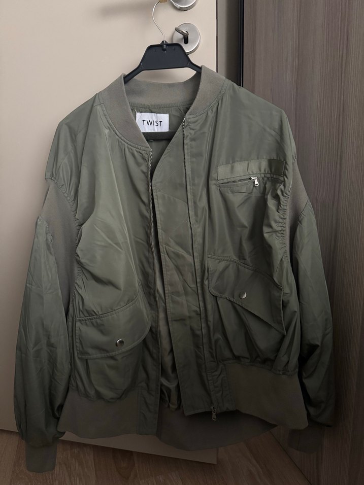 Kadın Haki Midi Boy Fermuarlı Ceket - Görsel 3