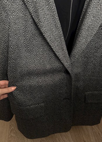 Gri Midi Kadın Blazer Ceket - Görsel 4