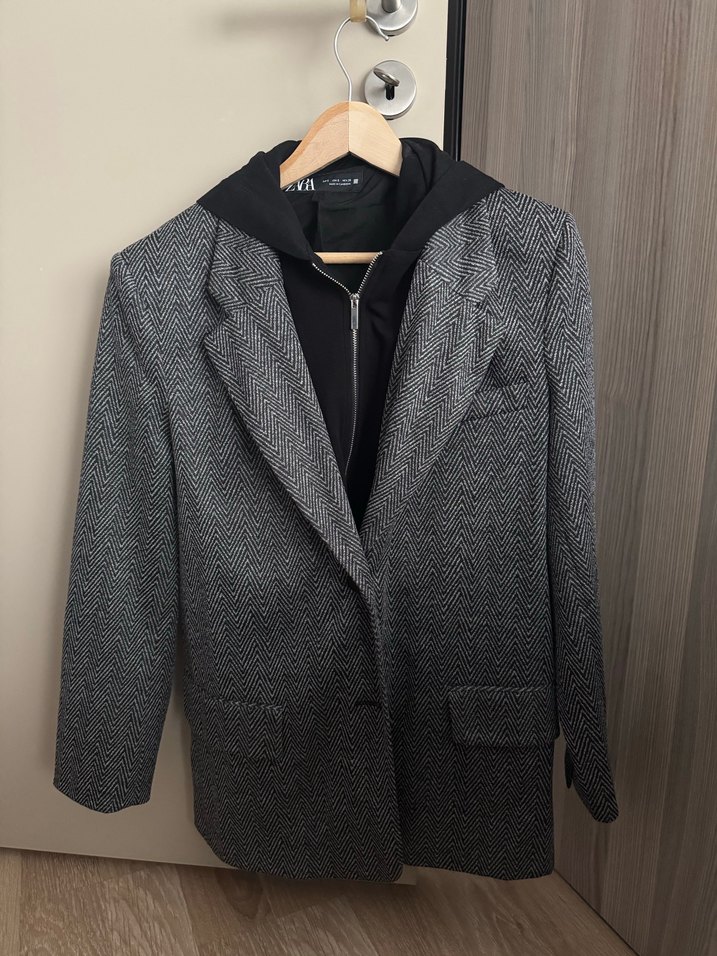 Gri Midi Kadın Blazer Ceket - Görsel 3