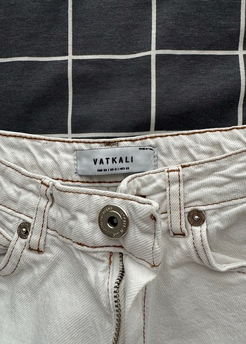 Beyaz Midi Boy Rahat Kesim Kadın Kot Pantolon - Görsel 2