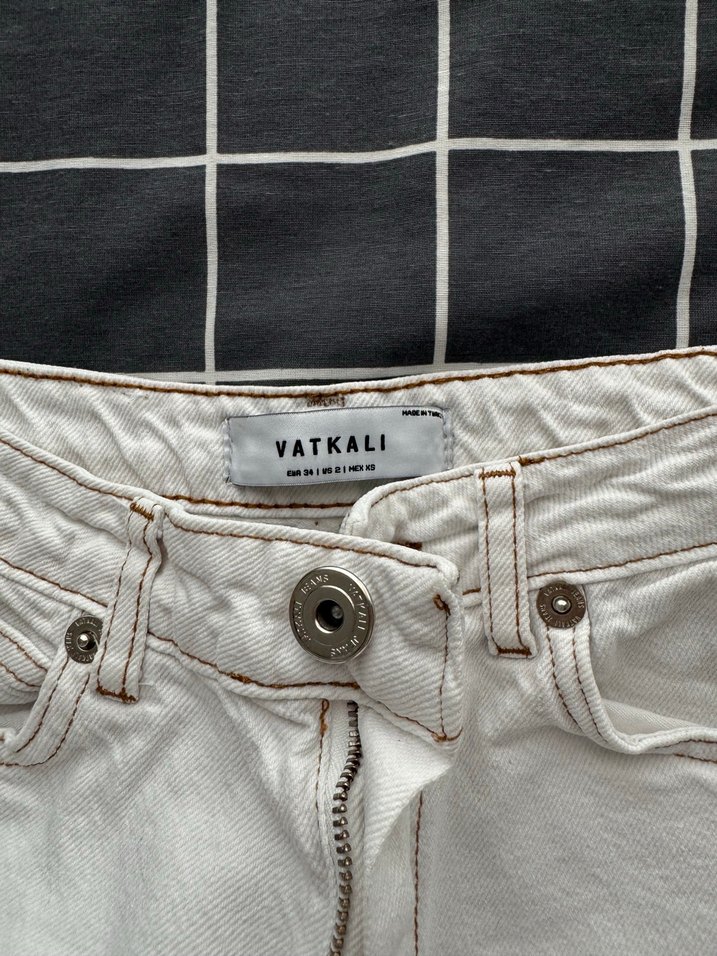 Beyaz Midi Boy Rahat Kesim Kadın Kot Pantolon - Görsel 2