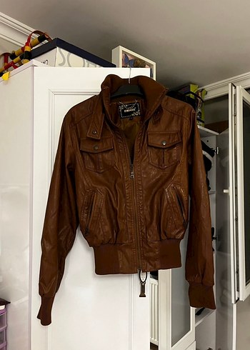 American Vintage Kahverengi Deri Vintage Ceket