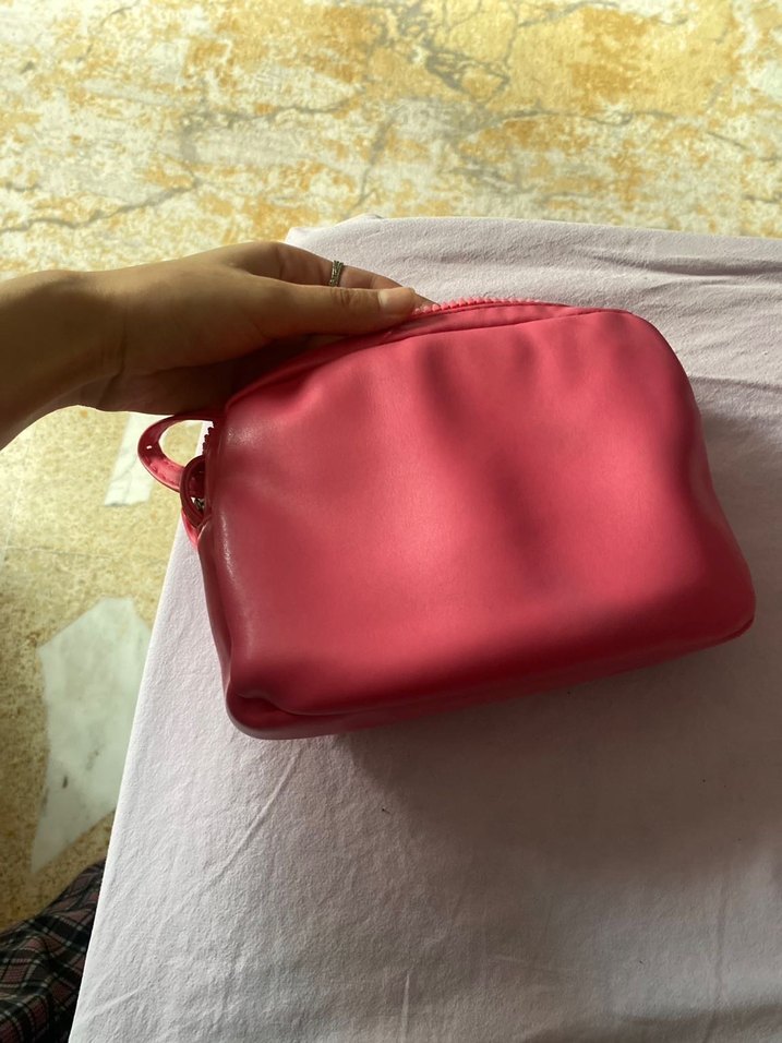 Pembe Deri Kadın Mini Çapraz Çanta - Görsel 3