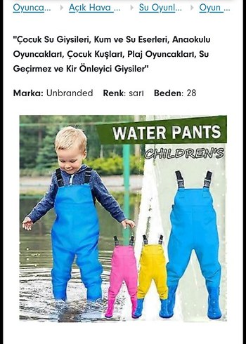 Sarı Erkek Çocuk Su Geçirmez Tulum çizmeli amerikanın alindi - Görsel 2