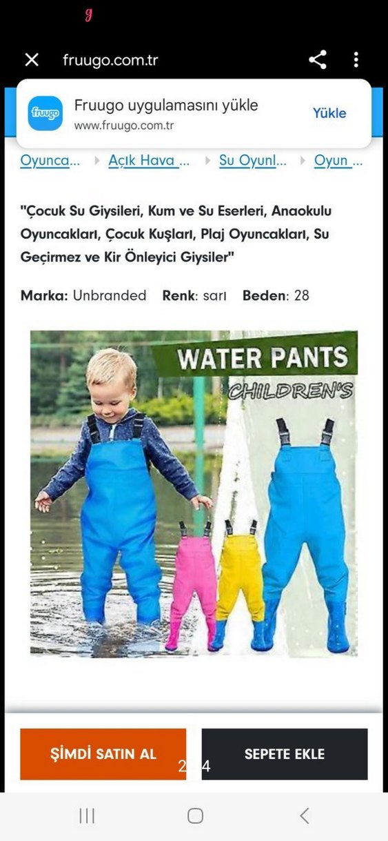 Sarı Erkek Çocuk Su Geçirmez Tulum çizmeli amerikanın alindi - Görsel 2