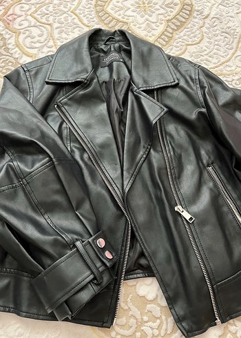 Kadın Siyah Deri Biker Ceket
