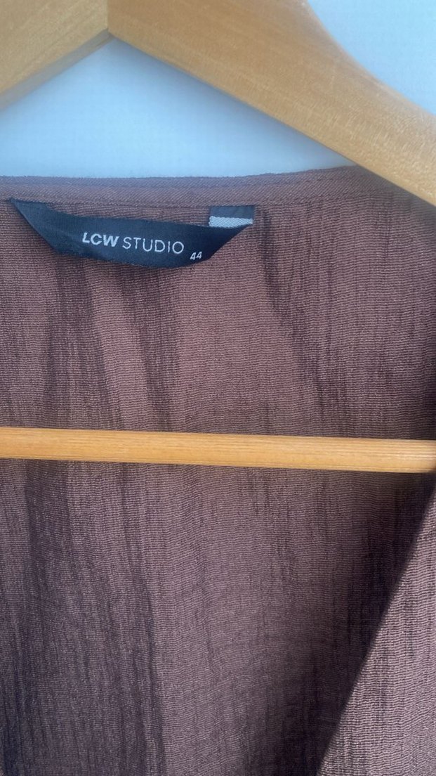 Kahverengi Keten Hamile Bluzu - Görsel 2