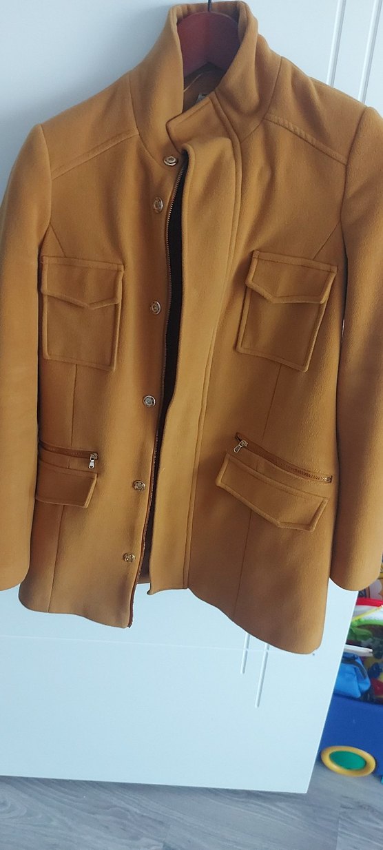 Düğmeli hardal Süet Kadın Ceket - Görsel 2