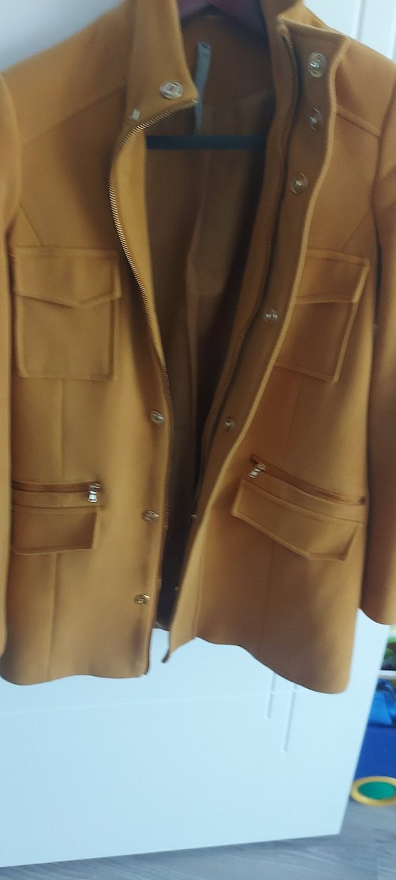 Düğmeli hardal Süet Kadın Ceket - Görsel 5