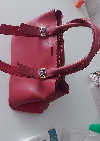 Bordo Deri Kadın Çanta - Görsel 3