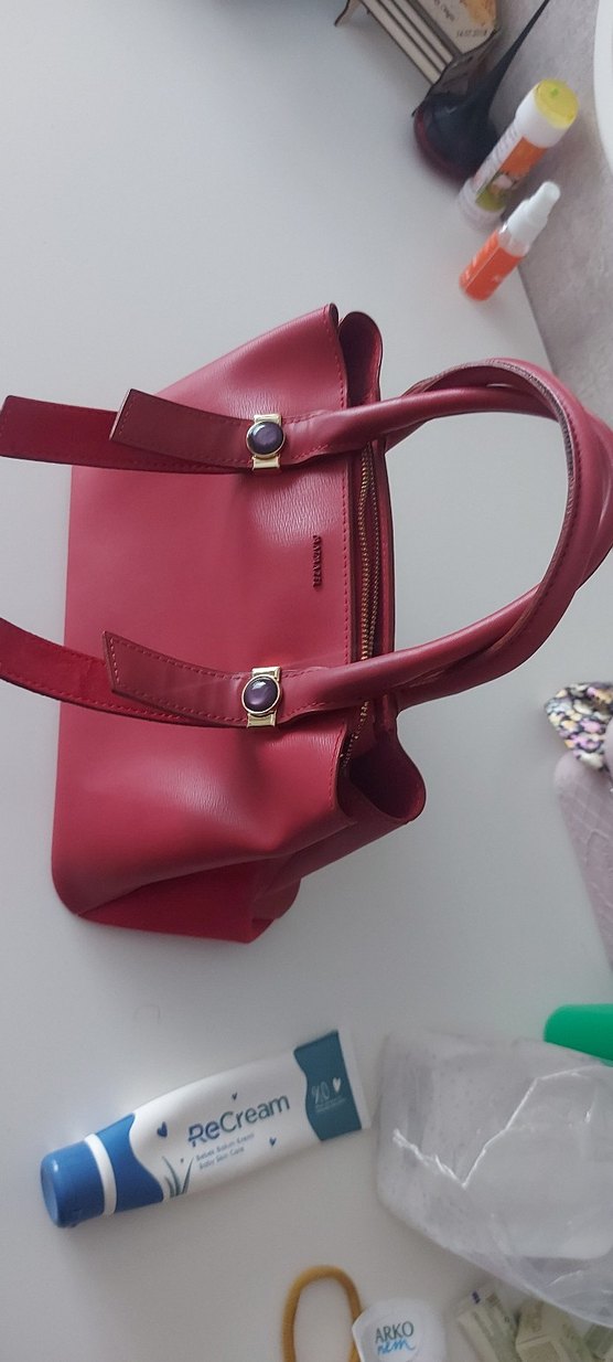 Bordo Deri Kadın Çanta - Görsel 3