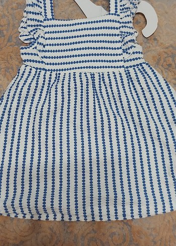 Kız Çocuk Mavi Nakışlı Fırfırlı Elbise - Görsel 4