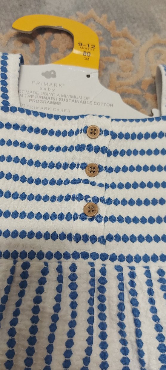 Kız Çocuk Mavi Nakışlı Fırfırlı Elbise - Görsel 2