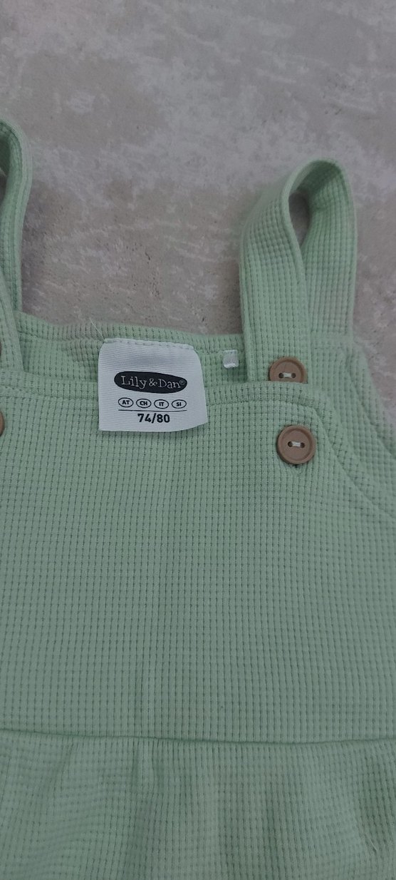 Düğmeli Yeşil Kız Çocuk Kolsuz Elbise - Görsel 2