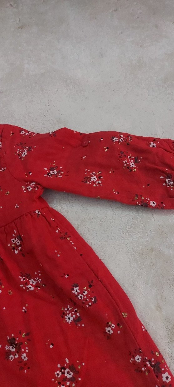 Kız Çocuk Kırmızı Uzun Kollu Elbise - Görsel 2