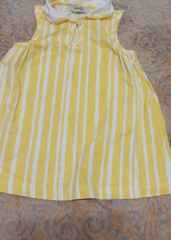 Kız Çocuk Sarı Çizgili Kolsuz Elbise - Görsel 2