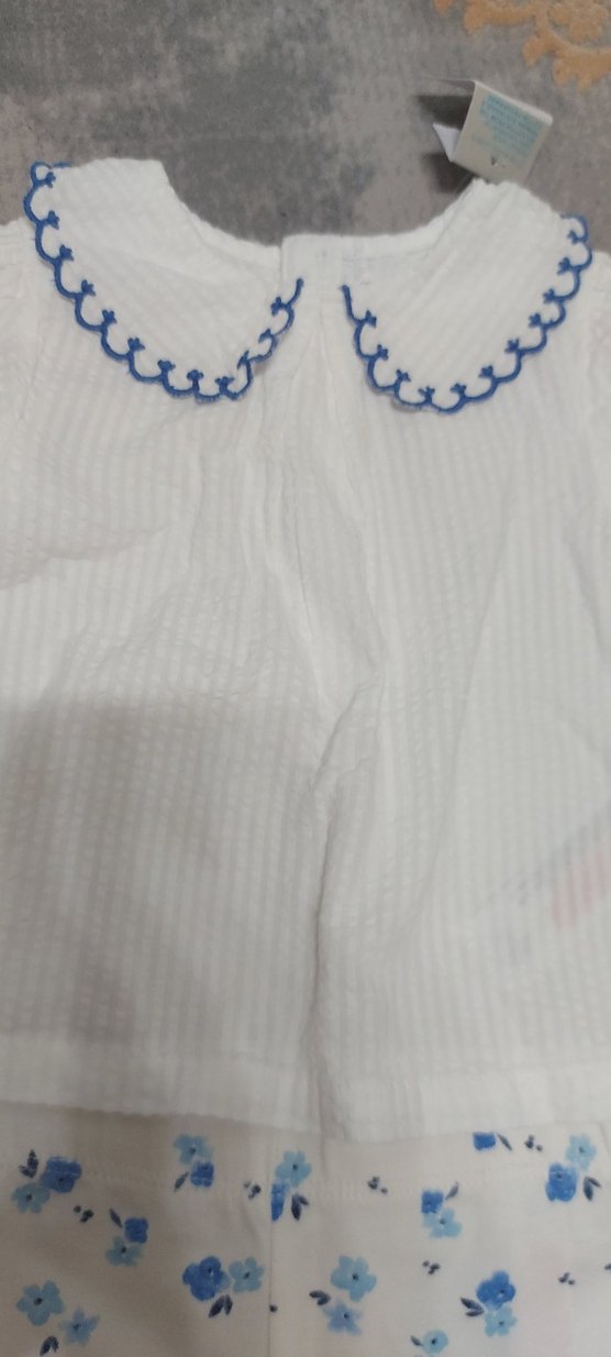 Nakışlı Beyaz Kız Bluzu ve şortlu takim - Görsel 2