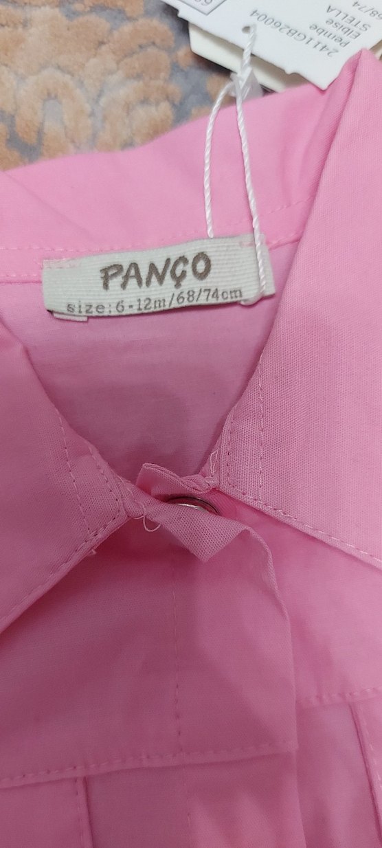 Panco Kız Çocuk Pembe Kısa Kollu Gömlek elbise - Görsel 3