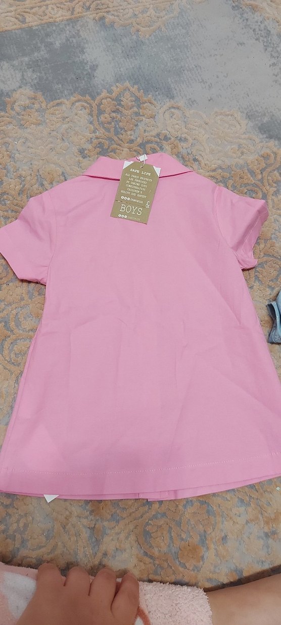 Panco Kız Çocuk Pembe Kısa Kollu Gömlek elbise - Görsel 4