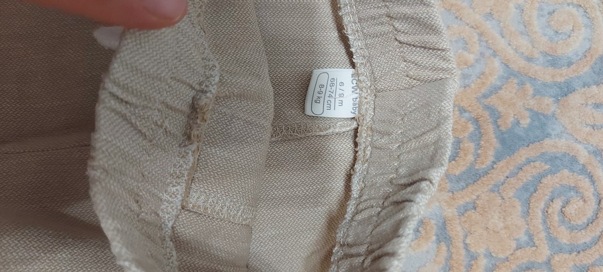 Bej Keten Kumaş bebek Pantolonu - Görsel 2