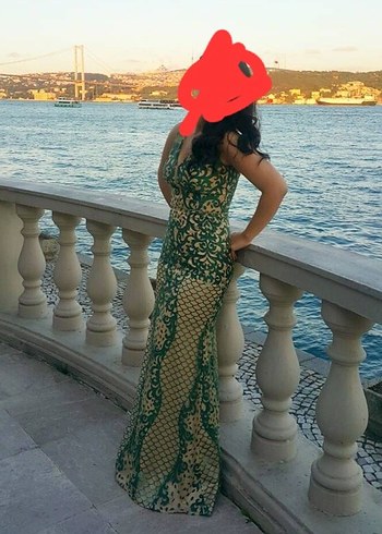 Dantel Detaylı Bohem Uzun Kadın Abiye Elbise - Görsel 7