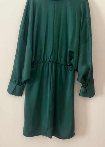 s Beden yeşil Renk H&M Saten Gömlek Elbise