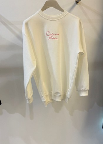 Beyaz Pamuklu Uzun Kollu Kadın Sweatshirt
