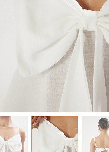 Trendyol & Milla Fiyonklu Beyaz Pamuklu keten Mini Bluz