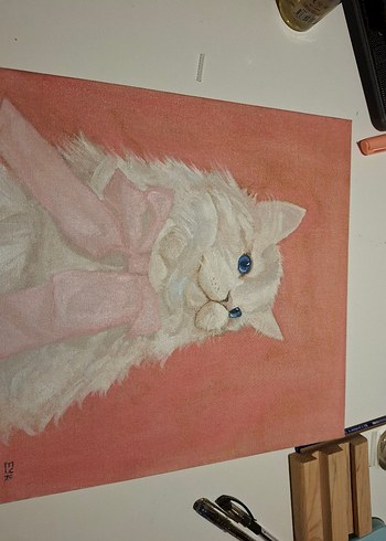 yağlı boya kedi tablosu - Görsel 2