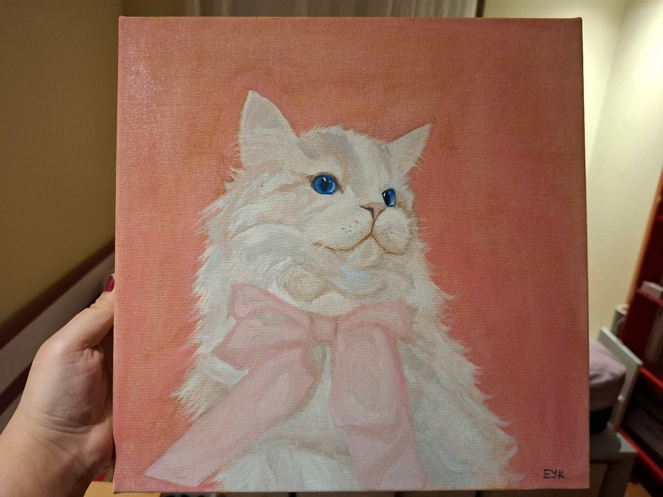 yağlı boya kedi tablosu - Görsel 3