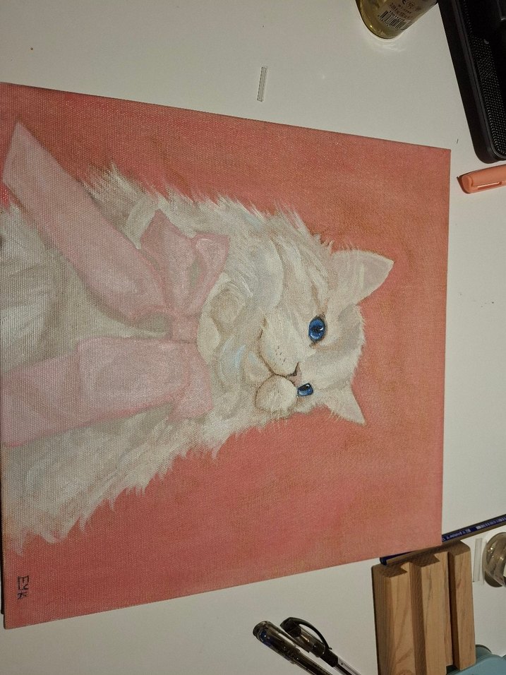 yağlı boya kedi tablosu - Görsel 2