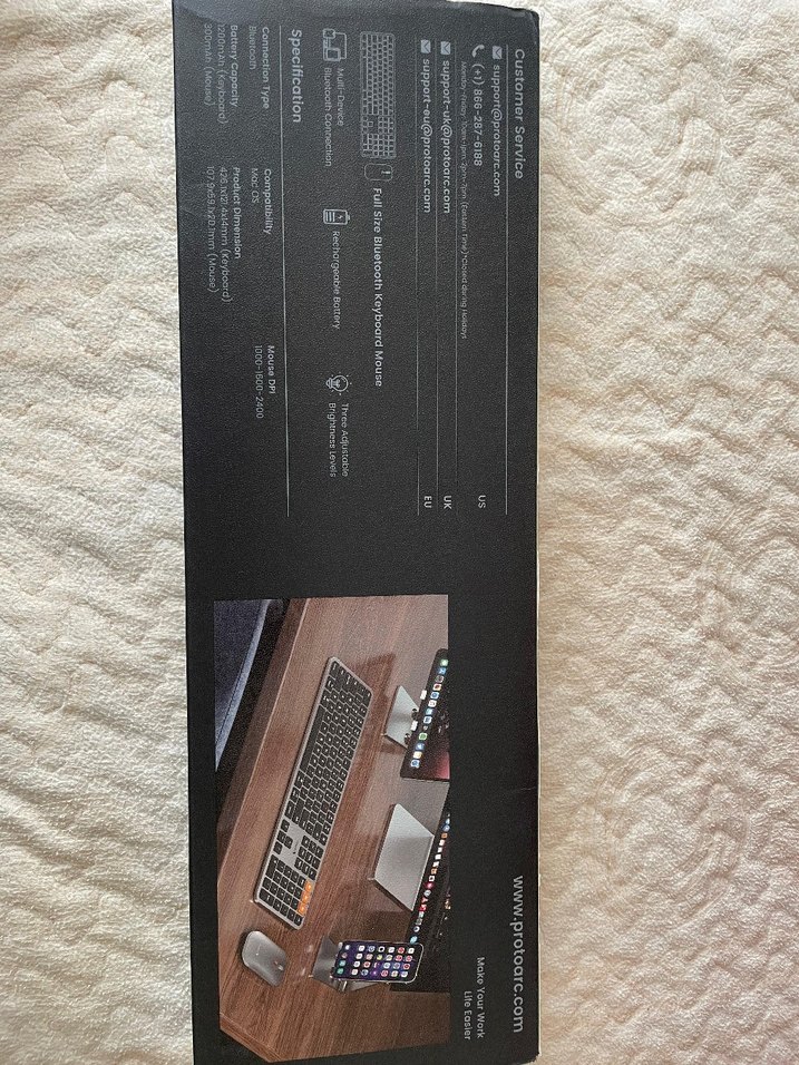 ProtoArc Backlit Bluetooth Keyboard Mouse For Mac, KM100-A - Görsel 2