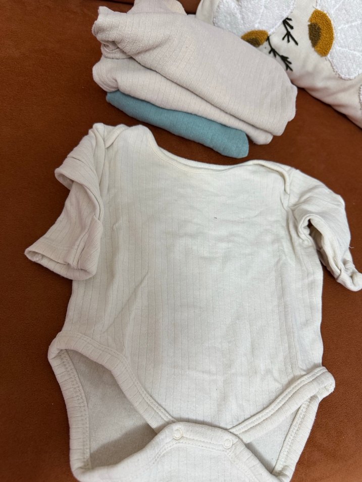 Beyaz Örgü Pamuklu Uzun Kollu Bebek Body - Görsel 2