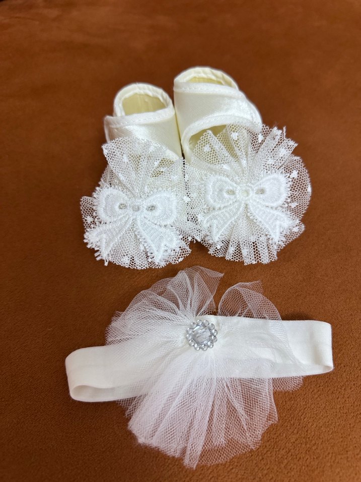 Kız Çocuk Beyaz Örgü Dantel Özel Ayakkabı - Görsel 2